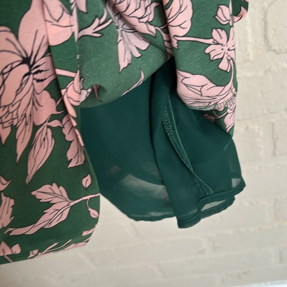 LULU’S dress Pink green floral sleeveless Spring botanical small NEW lined - Picture 6 of 8